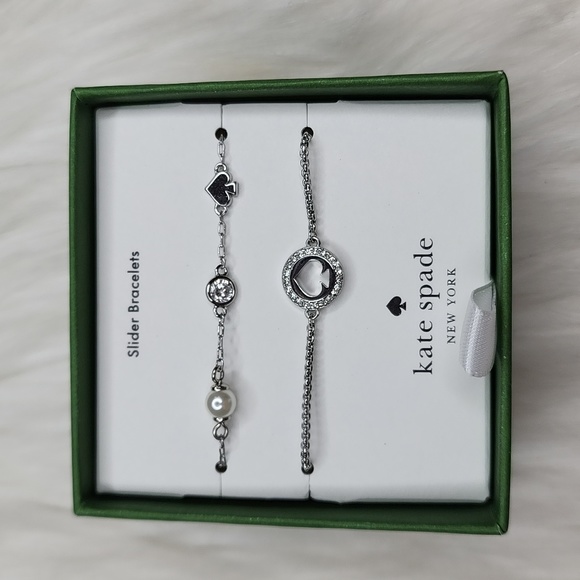 Kate Spade Spot The Spade Box Set of 2 Slider Bracelets Silver / Clear - Picture 10 of 16